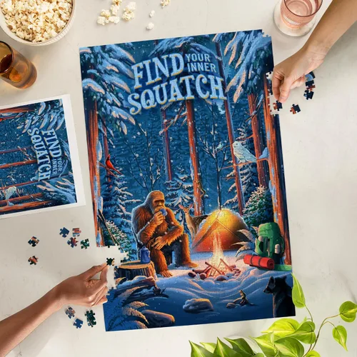 Vista 3 de Lantern Press Bigfoot - Rompecabezas de camping, 1000 piezas para adultos