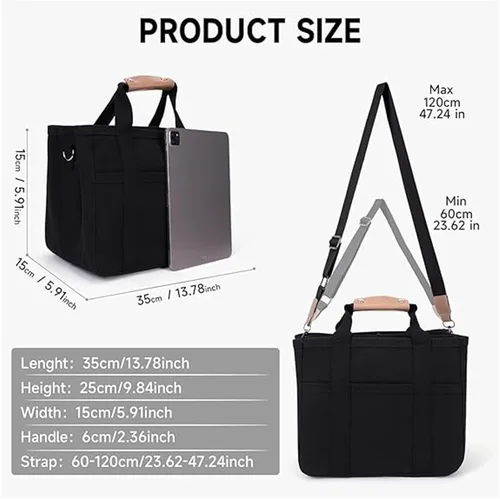Vista 2 de Moonelo Everything - Bolsa de lona con múltiples bolsillos, bolsa de mano con compartimentos, bolsa de mano para mujer