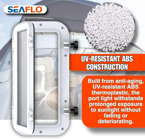 Vista 6 de SEAFLO Ventana rectangular para ojo de buey con plástico ABS y vidrio tintado, 16 x 8 pulgadas (blanco)