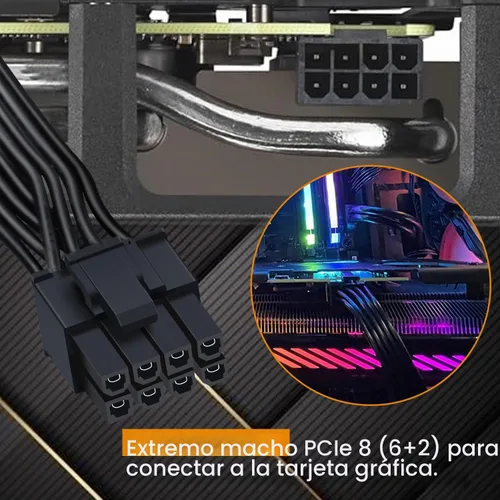 Vista 6 de COMeap Cable PCIe para Corsair, ATX CPU 8 pines macho a doble PCIe 8 pines (6+2) macho cable de alimentación para Corsair Thermaltake ARESGAME 1