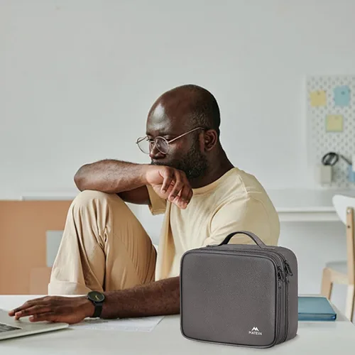 Vista 9 de MATEIN - Bolsa organizadora de cables con divisor ajustable, almacenamiento electrónico para DJ Cable File Bag, Charger Organizer Box, Double Gris