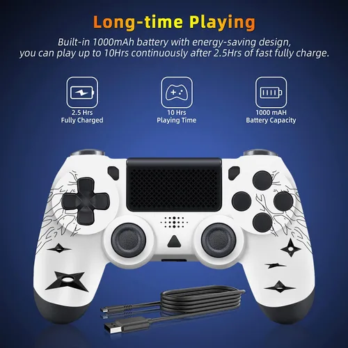 Vista 5 de FTFVaska - Controlador PS-4 inalámbrico controlador Bluetooth PS4 Gamepad compatible con PS-4SlimPro mandos a distancia PS4 ojo blanco