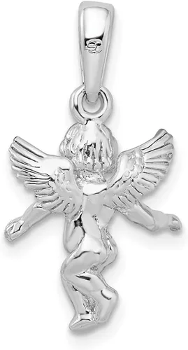 Vista 4 de Colgante de ángel de la guarda 3D de plata de ley 925 (L- 0.95 pulgadas, W- 0.51 pulgadas), Metal, No es una piedra preciosa
