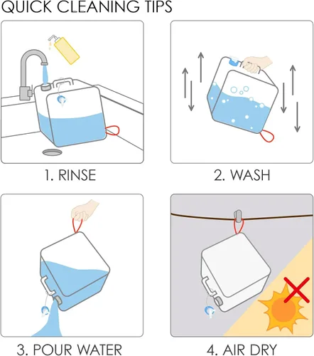 Vista 8 de Contenedor de agua plegable con espita y ventilación, jarra de almacenamiento de agua de 5.3 galones sin BPA, transportador de agua portátil