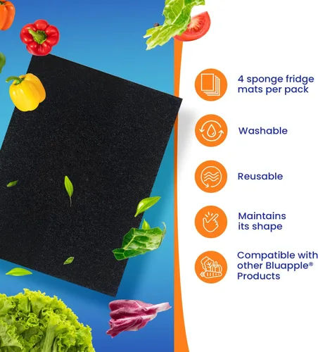 Vista 8 de Bluapple FreshMats, forro para contenedor de refrigerador, tapetes para cajón de refrigerador, forro extensor de vida útil del cajón para verduras