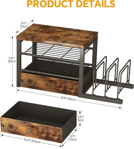 Vista 2 de Organizador de escritorio de madera Homeiju con cajones, organizador de archivos de escritorio con 3 soportes verticales, estante para archivos