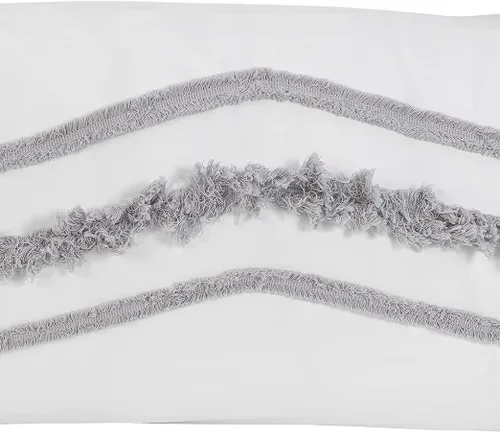 Vista 3 de KB & Me Juego de 2 fundas de almohada decorativas de macramé blanco y gris bohemio chic con borlas cuadradas decorativas para sofá, con textura