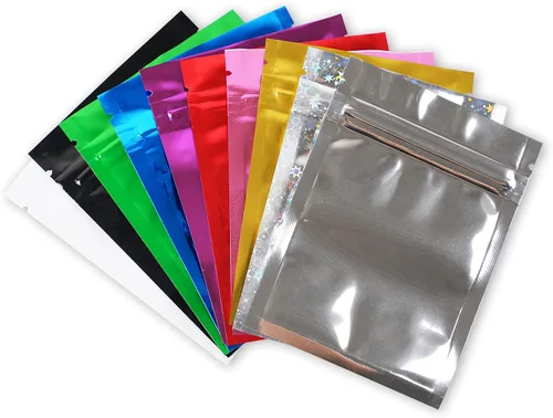 Vista 7 de 100 piezas Premium a prueba de olores, doble cara de Mylar de color plano sellable por calor, bolsa de embalaje de muestras 3 x 4 pulgadas
