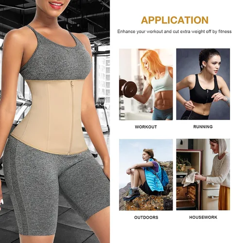 Vista 6 de Entrenador de cintura de látex para mujer, faja transpirable, faja moldeadora de cintura para entrenamiento, reloj de arena