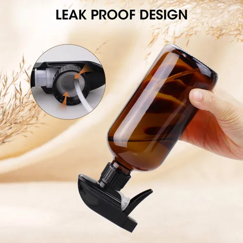 Vista 4 de Botellas de spray de vidrio ámbar Wedama, botellas de spray de vidrio de 16 oz para soluciones de limpieza y aceites esenciales, botella de spray