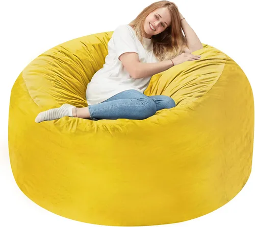 Vista 87 de Homguava - Sillón puff de 3 pies Sillón estilo puff grande de 3 pulgadas con relleno de espuma viscoelástica, sofá suave con funda de terciopelo
