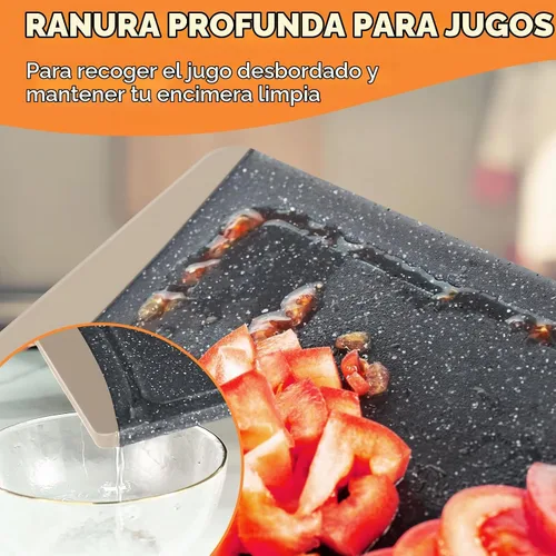 Vista 5 de Tablas de cortar extra grandes, tablas de cortar de plástico para cocina (juego de 3) tabla de cortar para lavavajillas con ranuras para jugos, asas