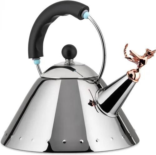 Vista 2 de Alessi Tea Rex - Hervidor de agua con mango y silbato en forma de dragón, acero inoxidable, negro