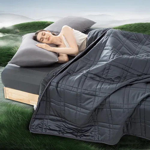 Vista 20 de OMYSTYLE Manta pesada reversible de 48x72 pulgadas y 15 libras para adultos, manta doble cara con peso de felpa corta cálida y tela Tencel fresca