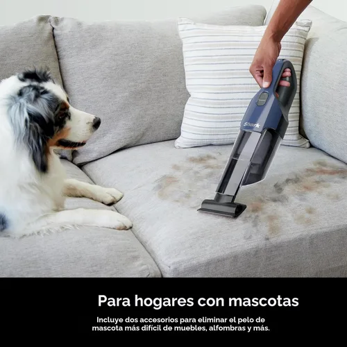 Vista 3 de Shark Cyclone PET Aspiradora de mano con herramienta para hendiduras de 8", succión HyperVelocity, azul marino/gris, CH701
