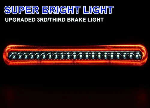 Vista 4 de PIT66 3ª luz de freno LED, compatible con Ford F150 2004-2008 Tercera lámpara de freno de freno luz de lente ahumada carcasa negra