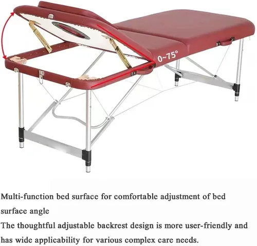 Vista 5 de Portable 3-Fold Massage Table, Height Adjustable Aluminum Spa Bed, 73 Inches, with Carrying Case, Comfortable PU Leather