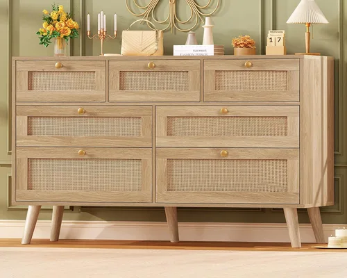 Vista 10 de TEENFON 55" Dresser for Bedroom with 6 Drawers, Black Dresser with Metal Slide, Bedroom Dressers, Wood Dressers & Chests of Drawers for Bedroom