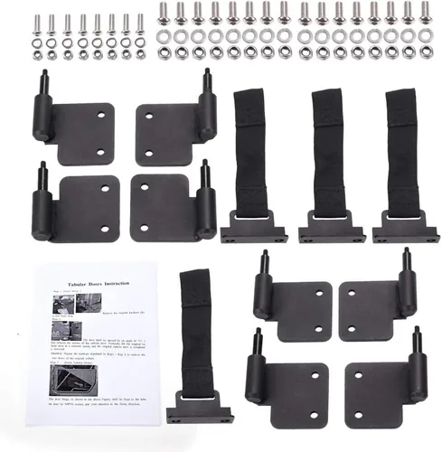 Vista 8 de Puerta de tubo, compatible con Jeep Wrangler JK Unlimited 07-18 4 puertas delanteras + traseras de acero puertas de tubo de acero negro