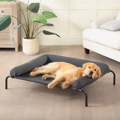 Vista 6 de Cama elevada para perros con enfriamiento - Cuna elevada para perros medianos al aire libre con malla transpirable, cuna elevada portátil para Marrón
