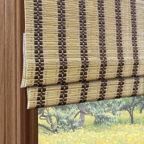 Vista 21 de PASSENGER PIGEON Persianas romanas de bambú inalámbricas, persiana personalizada con borde, persianas de bambú filtrantes de luz con cenefa de 6