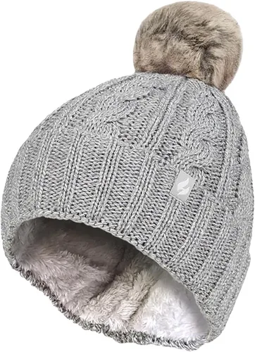 Vista 9 de Heat Holders - Gorro térmico de punto grueso para mujer con pompón Negro