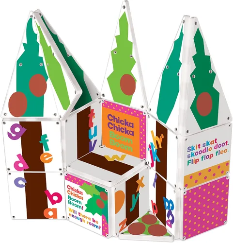 Vista 3 de CreateOn Chicka Chicka Boom Boom Set, juguetes magnéticos de construcción para niños, juguetes educativos para niños a partir de 3 años, 19 piezas