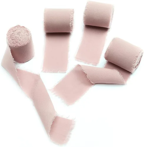 Vista 7 de 4 rollos de cinta de seda hecha a mano con flecos de 1.5 pulgadas x 5 yardas (4 rollos de 20 yardas) para invitaciones de boda, ramos de novia