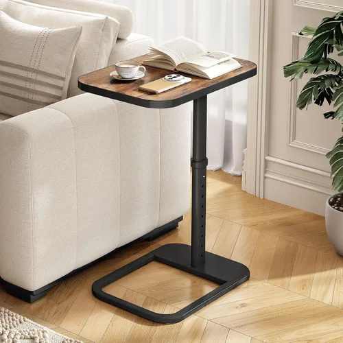 Vista 12 de Kitstorack - Bandeja/mesa de TV, altura ajustable y esquinas metálicas redondeadas, mesa para aperitivos para sofá, cama, silla, sala de estar, mesa