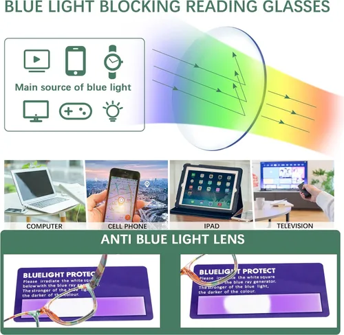 Vista 3 de Lentes de lectura para mujer, estampado de patrón con bloqueo de luz azul, elegantes lentes para lectura de computadora