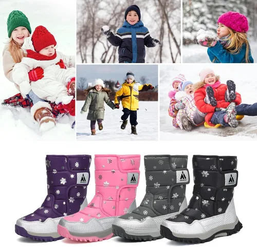 Vista 7 de Mishansha - Botas de nieve para niñas, niños niños pequeños niños grandes invierno, cálidas, impermeables, antideslizantes, anti colisión, corte
