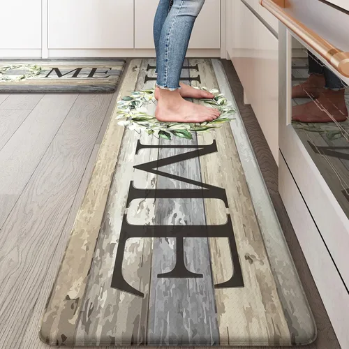 Vista 18 de KIMODE - Alfombra de cocina antifatiga para el piso, de 17.3 x 29 pulgadas, alfombra de cocina de estilo rústico, antideslizante, acolchada