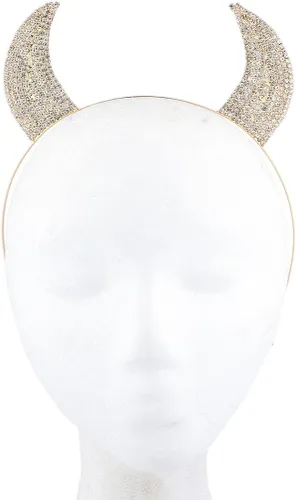 Vista 3 de LUX ACCESSORIES Diadema de disfraz de orejas de cuerno de diablo con diamantes de imitación para niñas de Halloween
