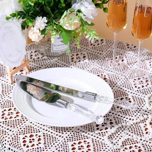 Vista 5 de Boao Juego de 4 Copas de Brindis de Boda y Servidor de Pastel, Suministros para Recepción de Boda, Copas de Champán, Cuchillo para Pastel, Servidor
