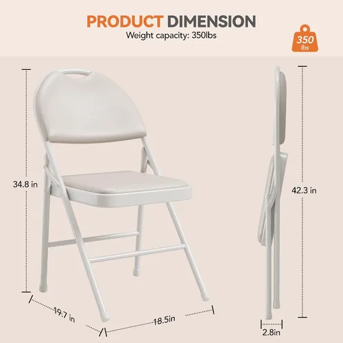 Vista 2 de GAOMON Paquete de 4 sillas plegables para tarjetas, cojín acolchado de poliuretano grueso, patas de metal y almohadillas antideslizantes, asiento