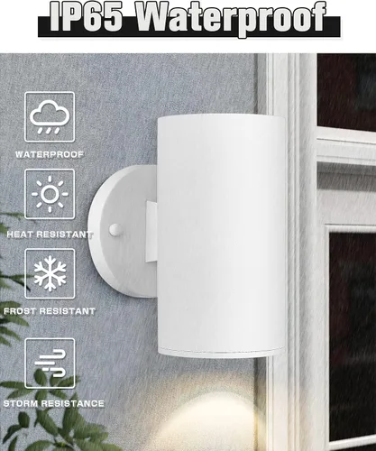 Vista 2 de Ken & Ricky Lámpara de pared para exteriores, aplique de pared exterior, accesorios de pared blanca exterior con cubierta de vidrio templado