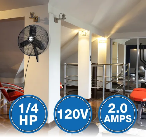 Vista 2 de Air King Ventilador de montaje en pared de oscilación silenciosa de 24 pulgadas y 1/4 Hp