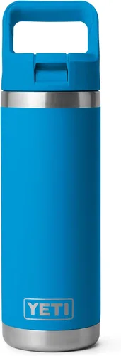 Vista 16 de YETI Rambler Botella de 18 onzas, aislada al vacío, de acero inoxidable con tapa de popote a juego de colores, rojo rescate