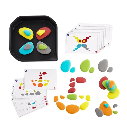 Vista 5 de FunPlay - Juego de actividades - 36 juguetes de clasificación y apilamiento + 50 actividades + bandeja desordenada p- Kit de escuela en casa