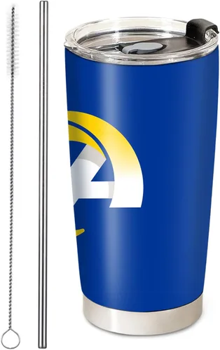 Vista 15 de Taza de fútbol aislada para café, vaso de viaje de acero inoxidable de 20oz con aislamiento al vacío, tapa y popote, tazas de café para bebidas