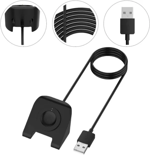 Vista 4 de Smartwatch Charger Stand Holder Compatible with Fossil Gen 4 Gen 5, USB Charging Adapter Replacement Dock for Wearable Devices, Black Charging