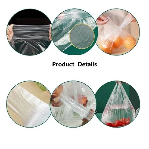 Vista 2 de Bolsas de plástico para camisetas con asas, 18.5 x 11.8 pulgadas, 150 bolsas transparentes para comestibles, bolsas de compras reutilizables