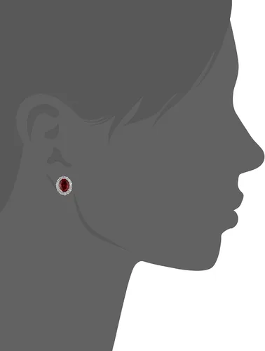 Vista 4 de Amazon Essentials Aretes ovalados de plata de ley con halo de zafiro blanco, (anteriormente colección Amazon)