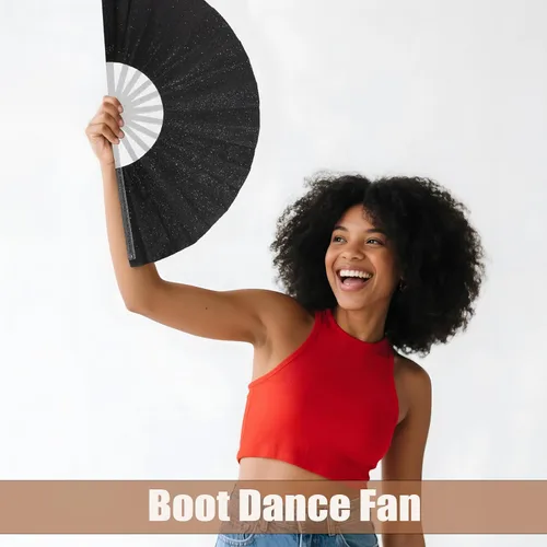 Vista 3 de 10 ventiladores plegables grandes de mano para hombres y mujeres, abanicos decorativos plegables, accesorios rave, utilizado para bailes, fiestas