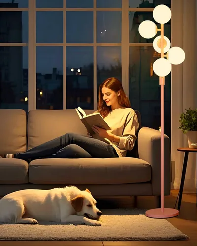 Vista 12 de Lámparas de Pie Regulables de Flores con Mesa, Lámpara de Pie Floral de 2 Luces, 3000K Blanco Cálido Estilo Candelabro Lámpara de Pie Moderna