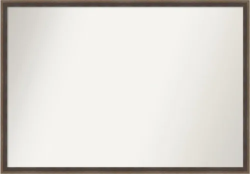 Vista 105 de Amanti Art Brown Bathroom Mirror for Over Sink, 21x33 Custom Made Hardwood Wedge Mocha Rectangle Vanity Mirror, Large Modern Wood Frame, Hangs