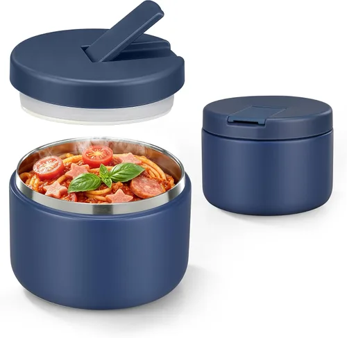 Vista 16 de Pawtong Tarro de comida aislado al vacío de 12 onzas con tapa de hebilla, termo de sopa de boca ancha para comida caliente para niños, contenedor