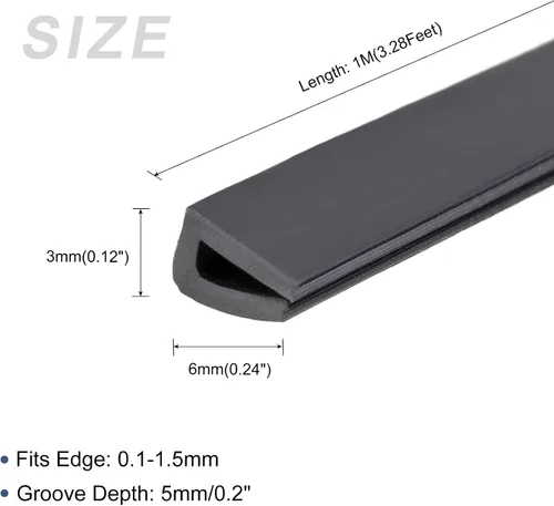 Vista 2 de METALLIXITY Moldes de borde (3.28 pies), 1 unidad, canal U de silicona para tira de sellado de borde de 0.004-0.059 in, para ventanas de puertas