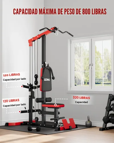 Vista 6 de LS01 Máquina de tracción LAT, máquina de cable para remo LAT con abdominales, torre LAT con accesorios de remo con cable, estaciones de polea 3 en 1