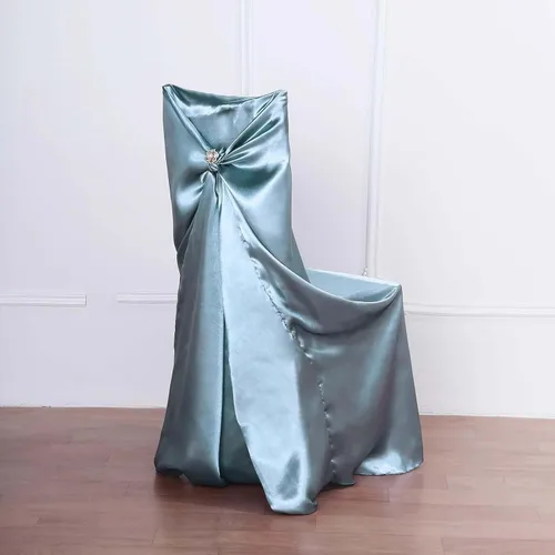 Vista 16 de Efavormart.com - Fundas para sillas beige de 1 pieza, satinadas, con lazo, universales, para banquetes, bodas, plegables, para sillas de comedor